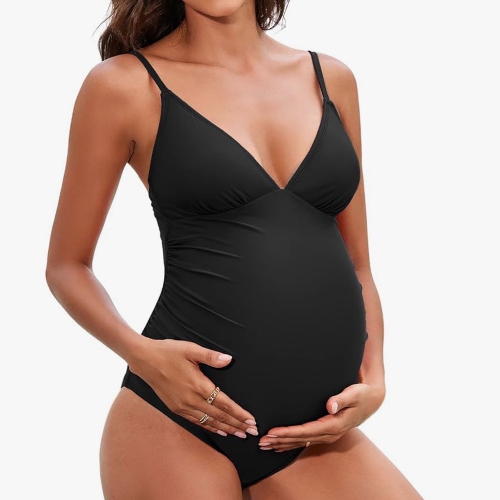 Cupshe Black Adjustable-Strap One-Piece Swimsuit Maternity